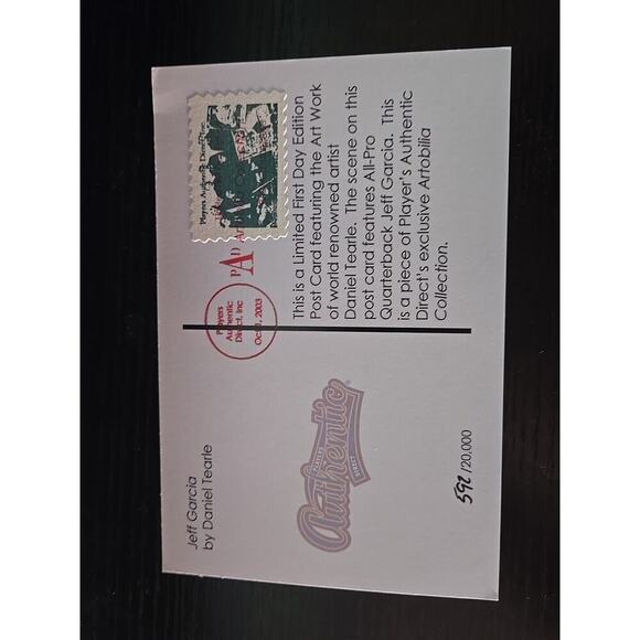 Postcard Jeff Garcia Daniel Tearle Players Authentic Direct NFL good for auto's - Picture 5 of 12